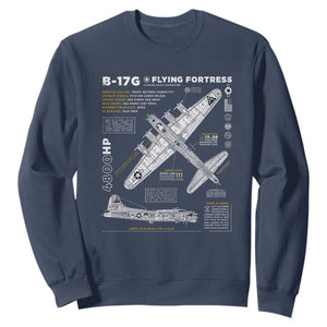 B-17 Flying Fortress Sweatshirt WW2 B-17G Bomber Vintage Aviation TS02 Navy Print Your Wear