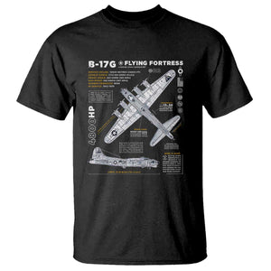 B-17 Flying Fortress T Shirt WW2 B-17G Bomber Vintage Aviation TS02 Black Print Your Wear