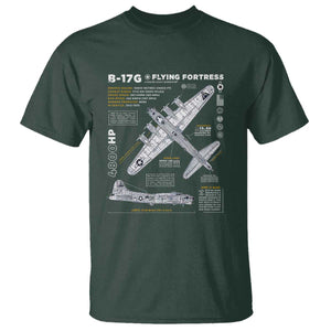 B-17 Flying Fortress T Shirt WW2 B-17G Bomber Vintage Aviation TS02 Dark Forest Green Print Your Wear
