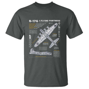 B-17 Flying Fortress T Shirt WW2 B-17G Bomber Vintage Aviation TS02 Dark Heather Print Your Wear