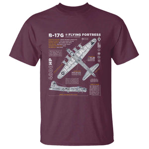 B-17 Flying Fortress T Shirt WW2 B-17G Bomber Vintage Aviation TS02 Maroon Print Your Wear