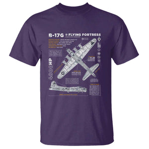 B-17 Flying Fortress T Shirt WW2 B-17G Bomber Vintage Aviation TS02 Purple Print Your Wear