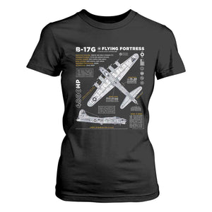 B-17 Flying Fortress T Shirt For Women WW2 B-17G Bomber Vintage Aviation TS02 Black Print Your Wear