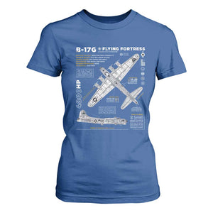 B-17 Flying Fortress T Shirt For Women WW2 B-17G Bomber Vintage Aviation TS02 Royal Blue Print Your Wear
