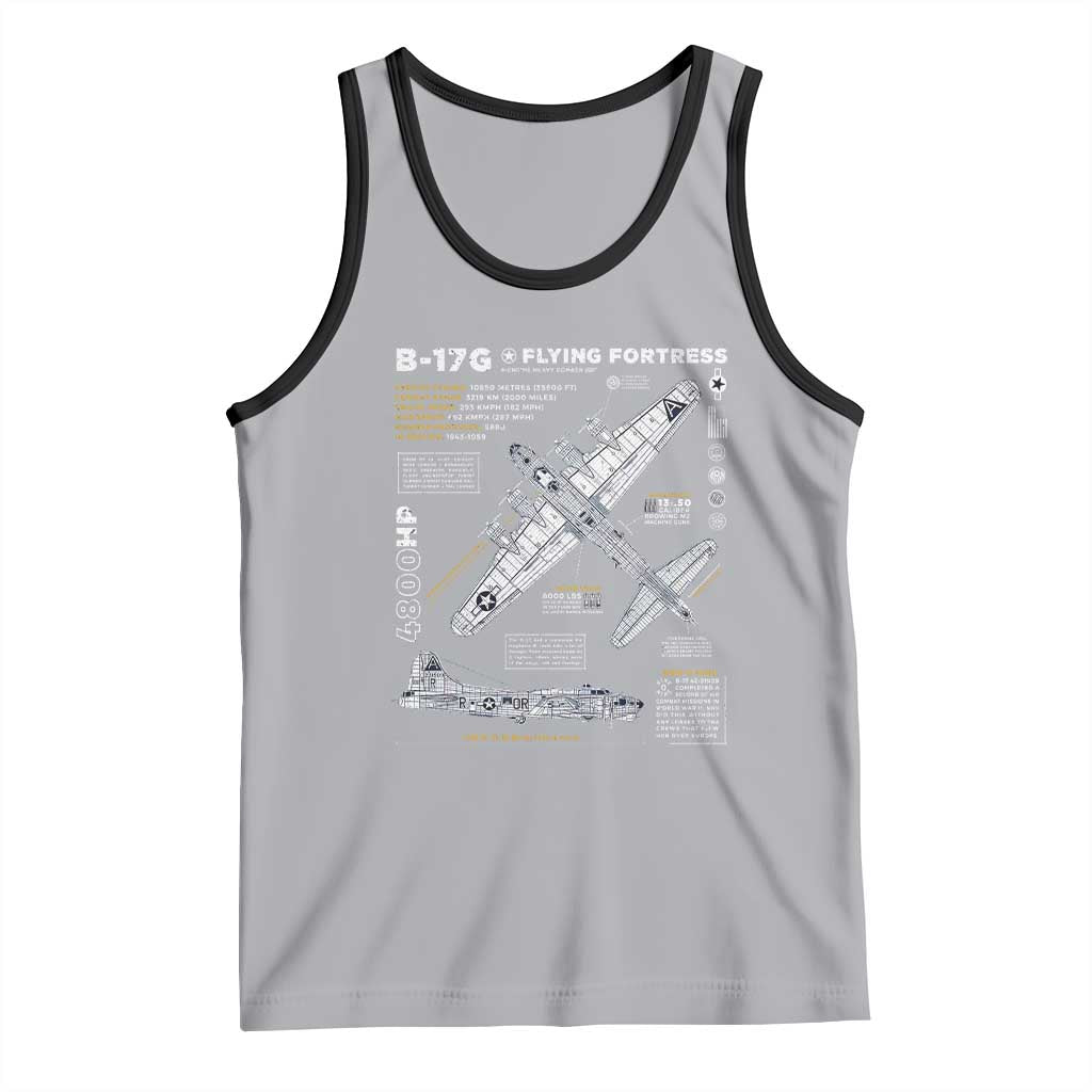 B-17 Flying Fortress Tank Top WW2 B-17G Bomber Vintage Aviation TS02 Athletic Heather Black Print Your Wear