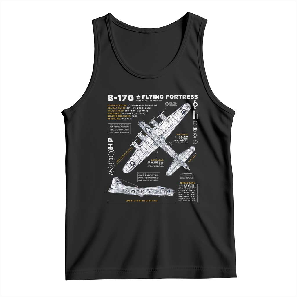 B-17 Flying Fortress Tank Top WW2 B-17G Bomber Vintage Aviation TS02 Black Print Your Wear