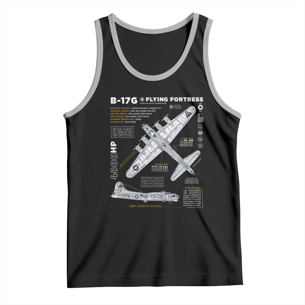 B-17 Flying Fortress Tank Top WW2 B-17G Bomber Vintage Aviation TS02 Black Athletic Heather Print Your Wear