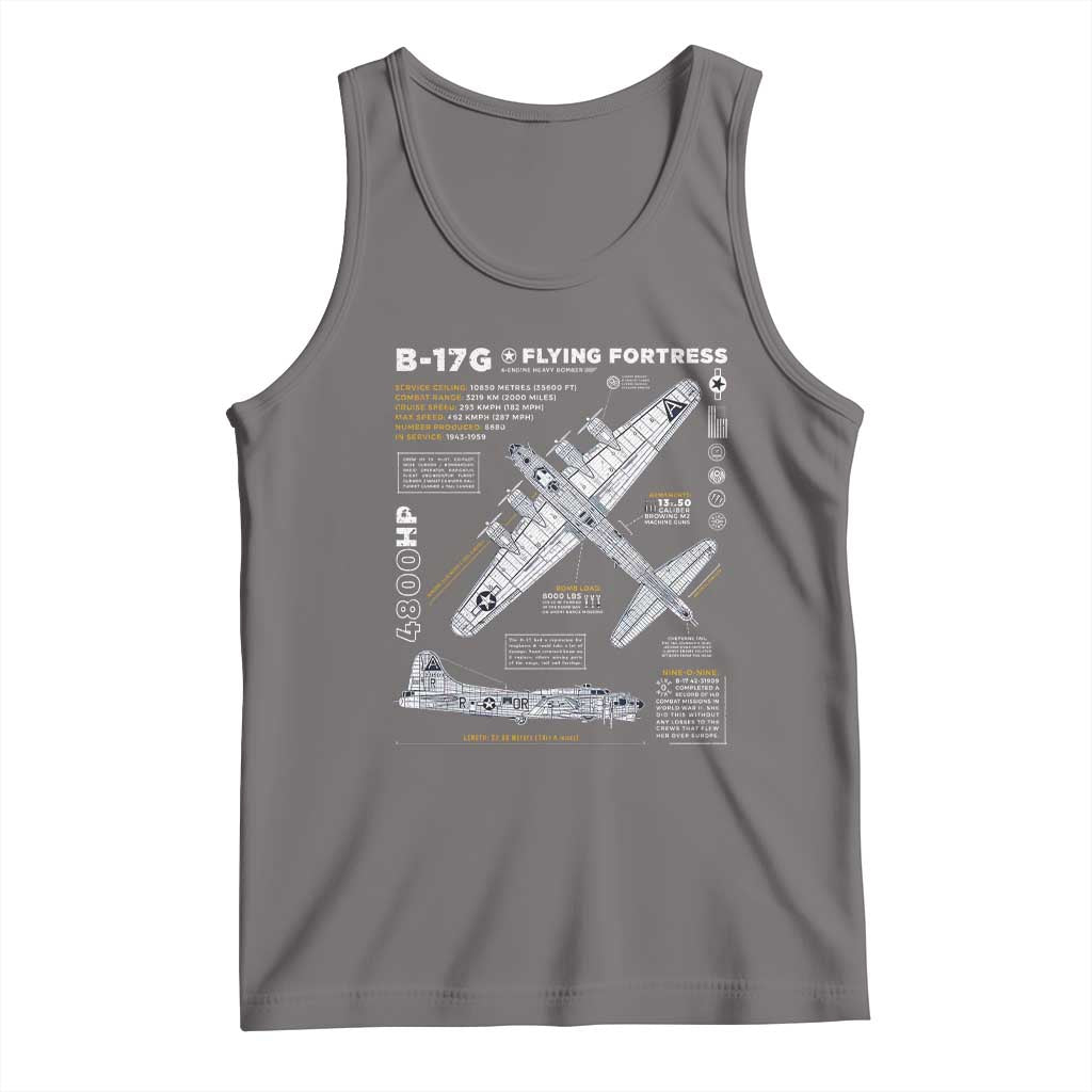 B-17 Flying Fortress Tank Top WW2 B-17G Bomber Vintage Aviation TS02 Deep Heather Print Your Wear