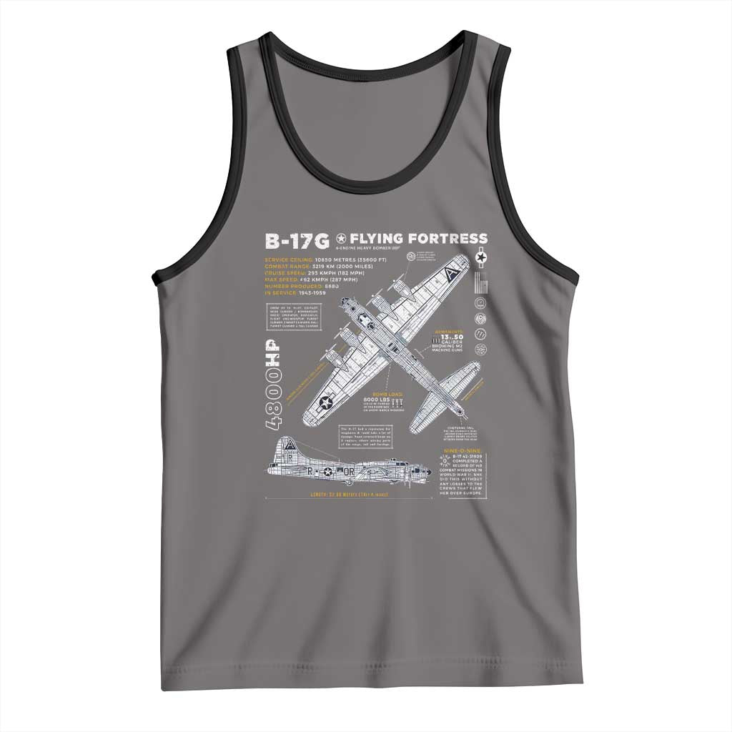 B-17 Flying Fortress Tank Top WW2 B-17G Bomber Vintage Aviation TS02 Deep Heather Black Print Your Wear