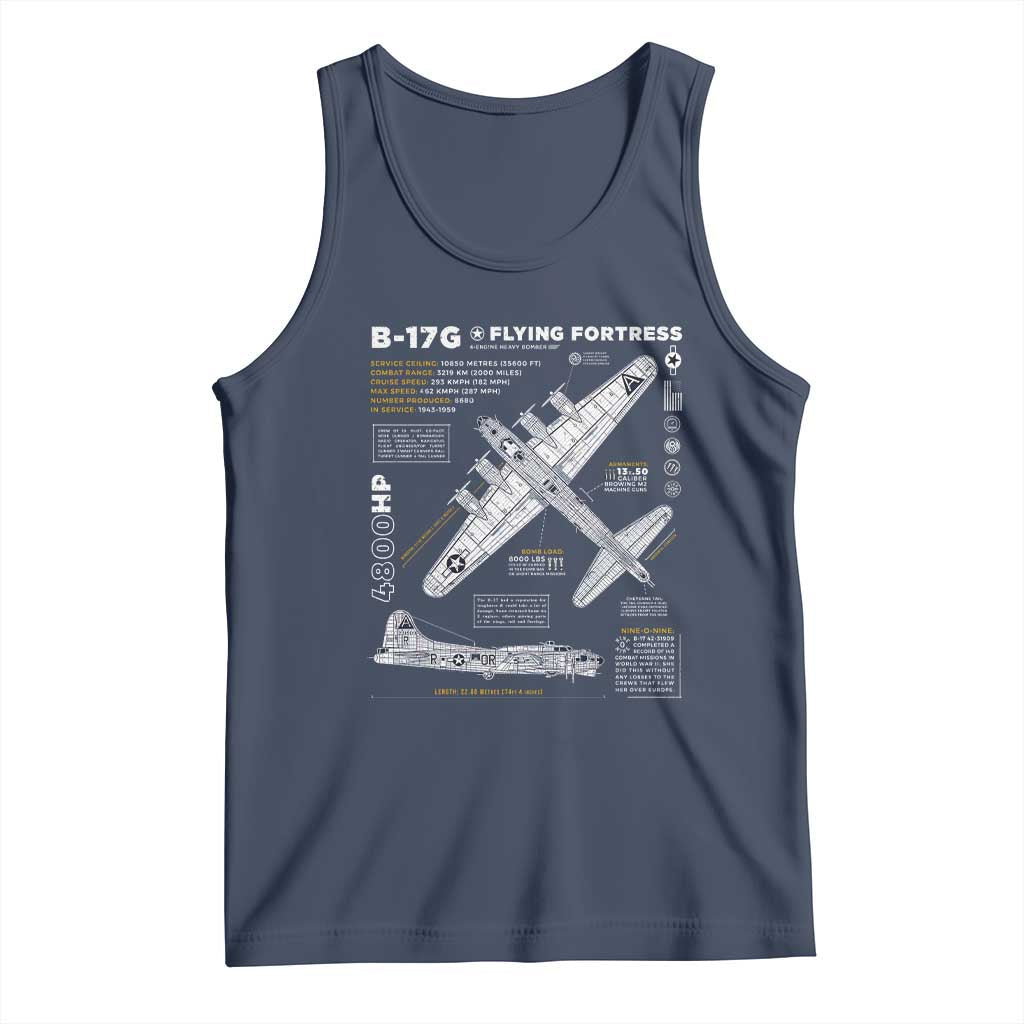 B-17 Flying Fortress Tank Top WW2 B-17G Bomber Vintage Aviation TS02 Navy Print Your Wear