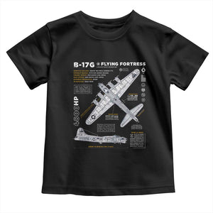B-17 Flying Fortress Toddler T Shirt WW2 B-17G Bomber Vintage Aviation TS02 Black Print Your Wear