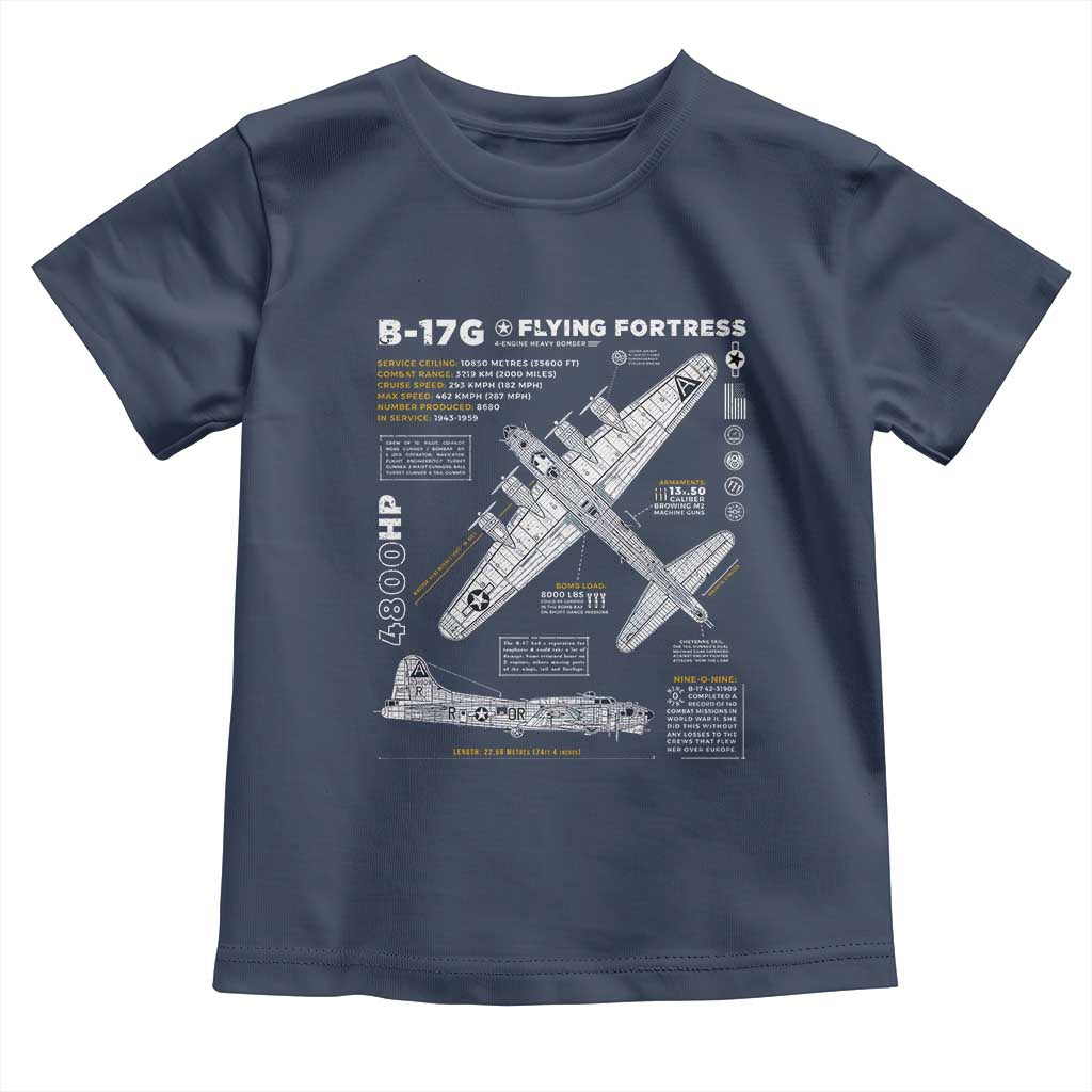 B-17 Flying Fortress Toddler T Shirt WW2 B-17G Bomber Vintage Aviation TS02 Navy Print Your Wear