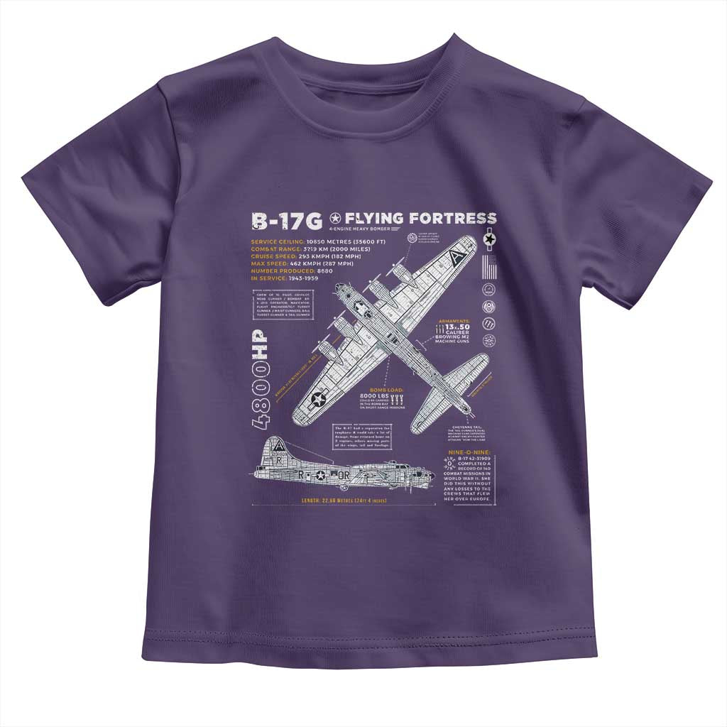 B-17 Flying Fortress Toddler T Shirt WW2 B-17G Bomber Vintage Aviation TS02 Purple Print Your Wear