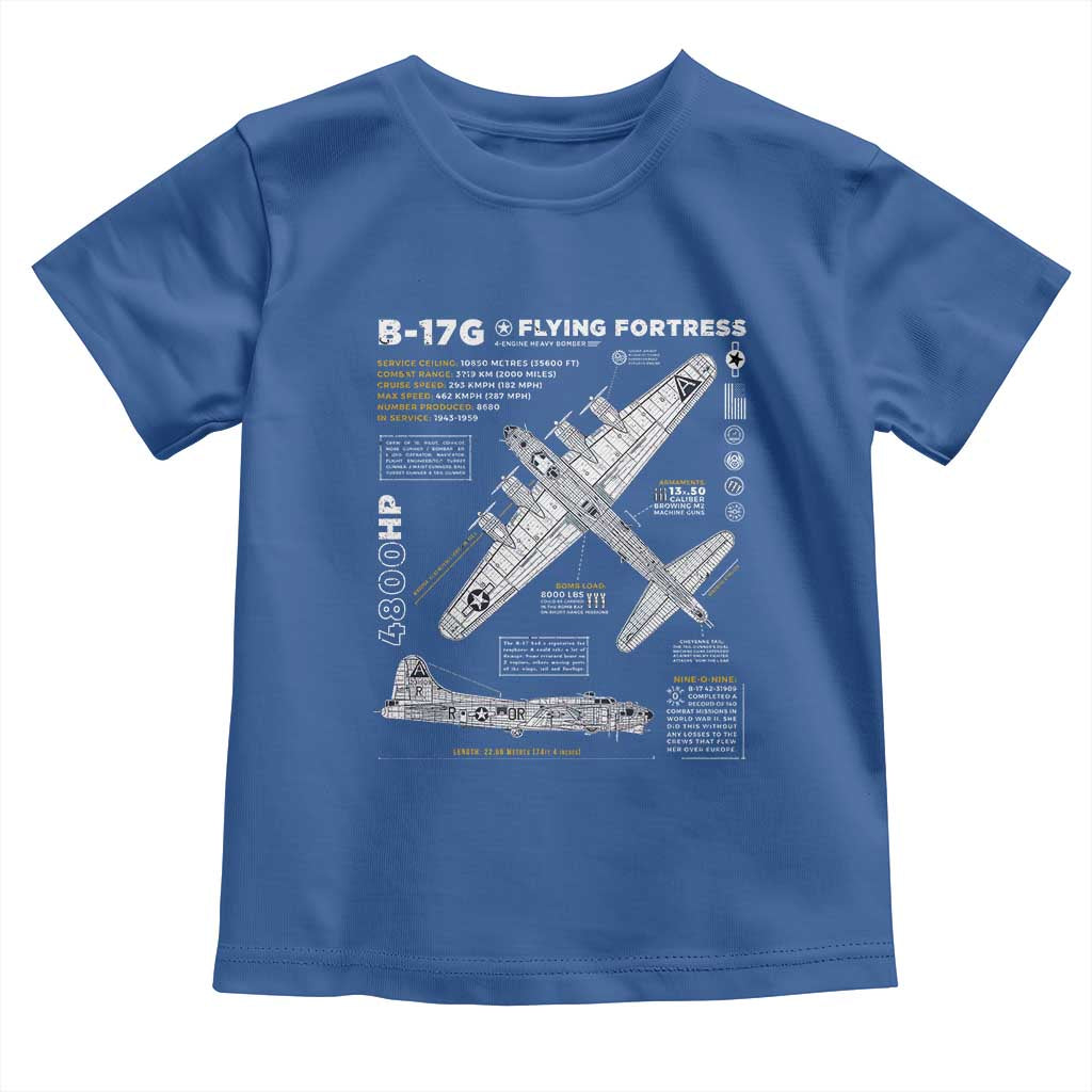 B-17 Flying Fortress Toddler T Shirt WW2 B-17G Bomber Vintage Aviation TS02 Royal Blue Print Your Wear