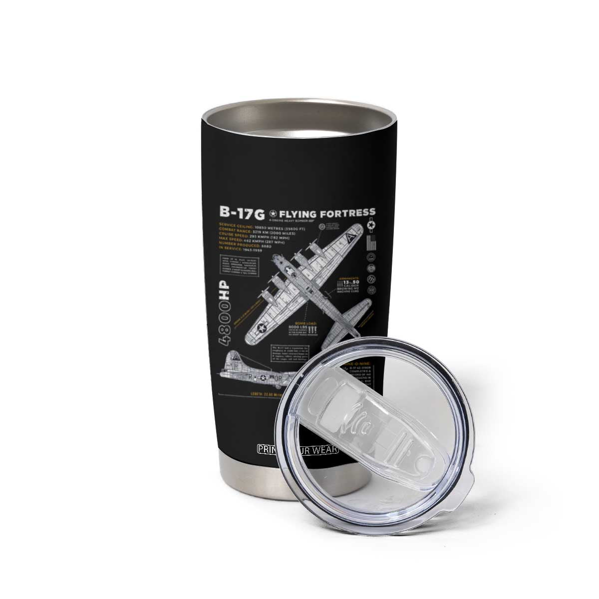 B-17 Flying Fortress Tumbler Cup WW2 B-17G Bomber Vintage Aviation TS02 Print Your Wear