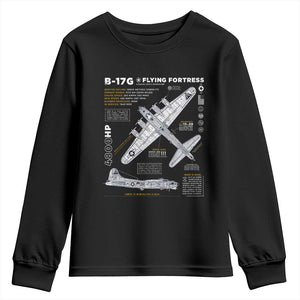 B-17 Flying Fortress Youth Sweatshirt WW2 B-17G Bomber Vintage Aviation TS02 Black Print Your Wear