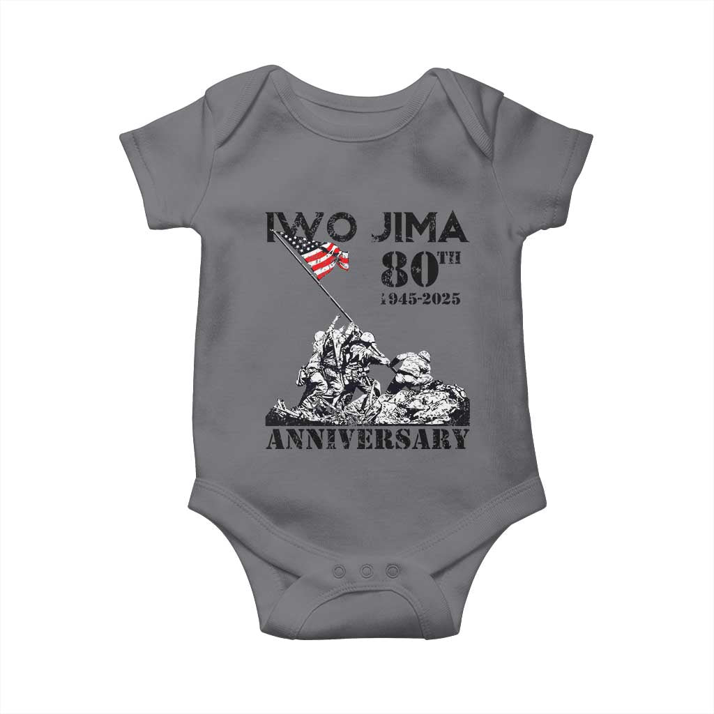 Iwo Jima WWII Veteran Baby Onesie 80th Anniversary 4th of July US Flag TS02 Charcoal Print Your Wear