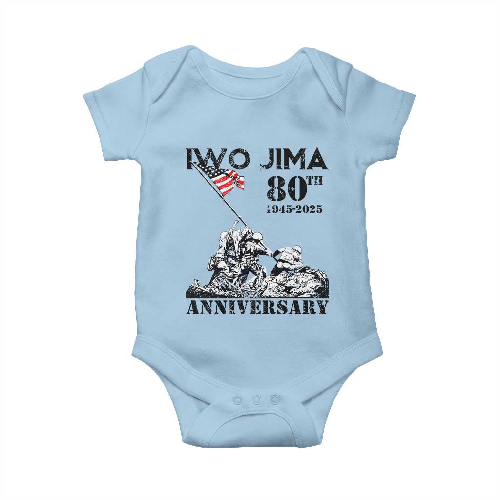 Iwo Jima WWII Veteran Baby Onesie 80th Anniversary 4th of July US Flag TS02 Light Blue Print Your Wear