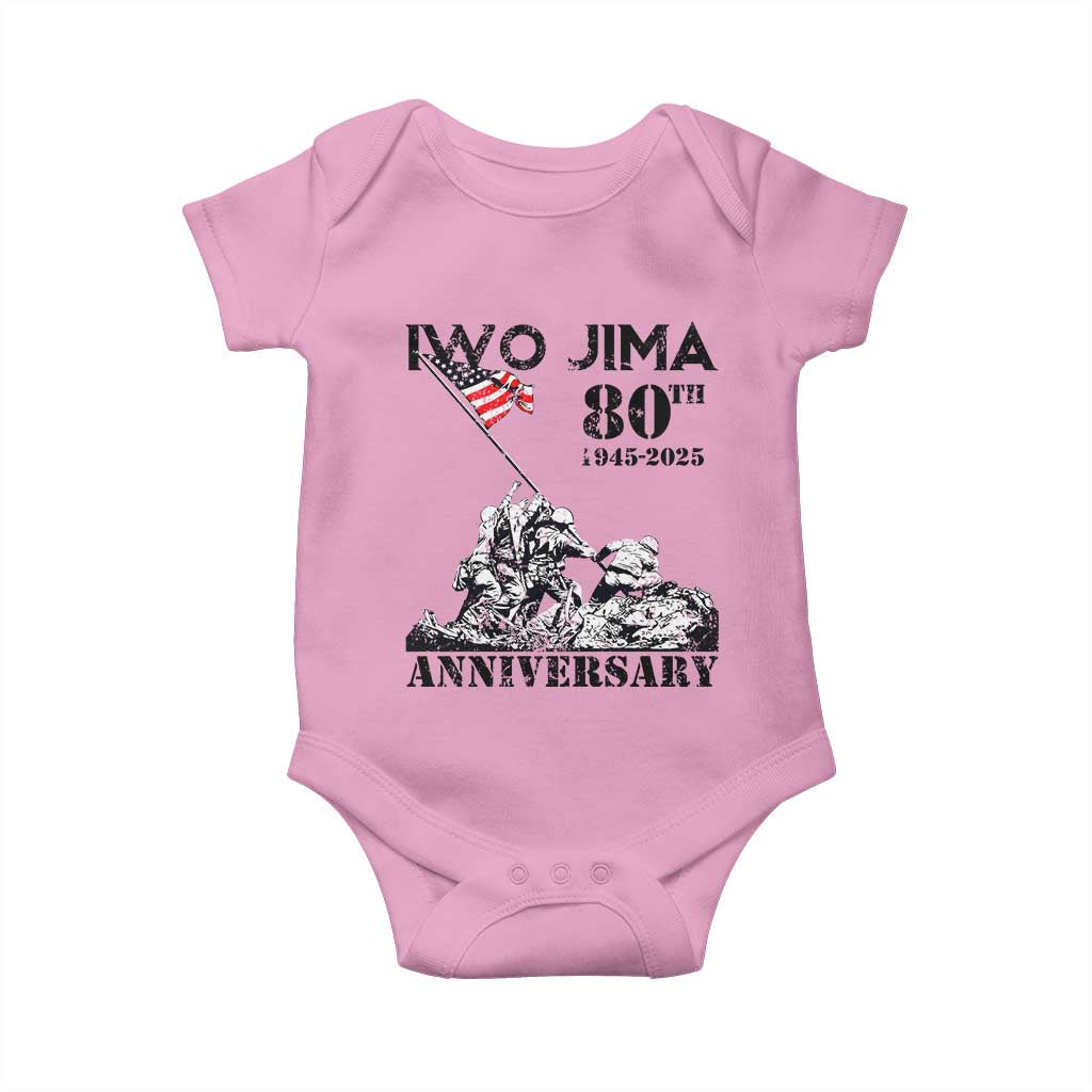 Iwo Jima WWII Veteran Baby Onesie 80th Anniversary 4th of July US Flag TS02 Light Pink Print Your Wear