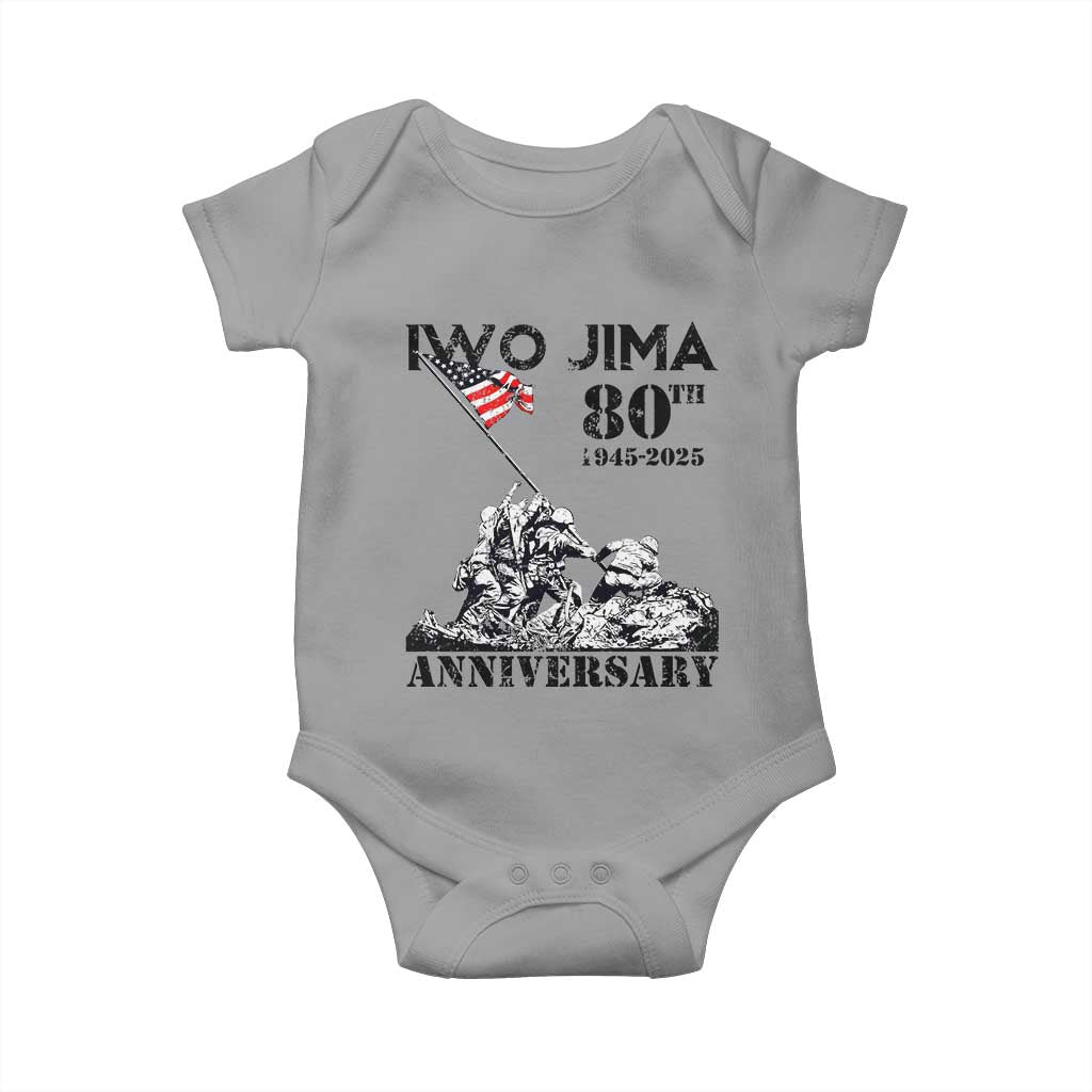 Iwo Jima WWII Veteran Baby Onesie 80th Anniversary 4th of July US Flag TS02 Sport Gray Print Your Wear
