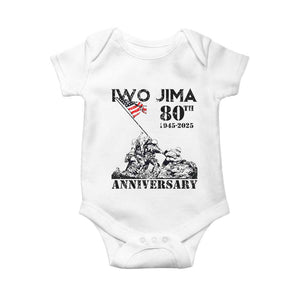 Iwo Jima WWII Veteran Baby Onesie 80th Anniversary 4th of July US Flag TS02 White Print Your Wear