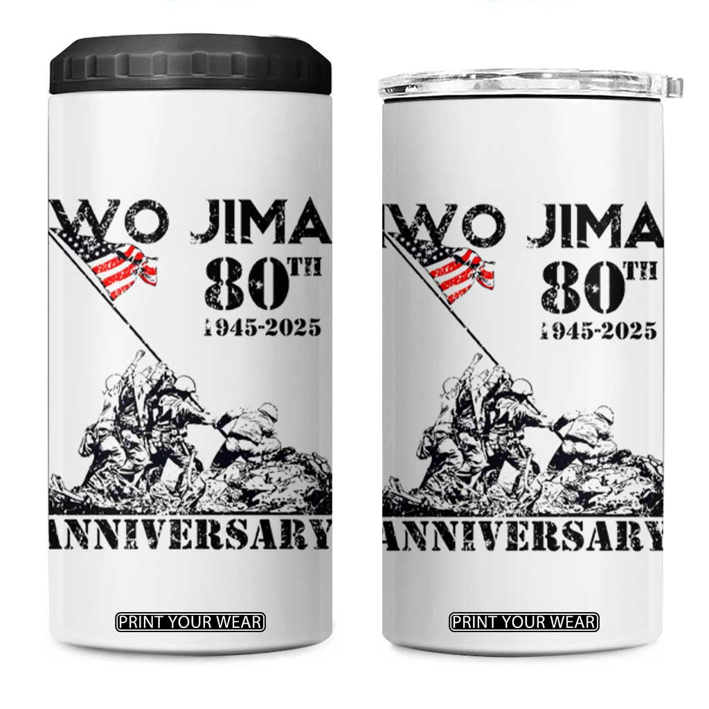 Iwo Jima WWII Veteran 4 in 1 Can Cooler Tumbler 80th Anniversary 4th of July US Flag TS02 One Size: 16 oz White Print Your Wear