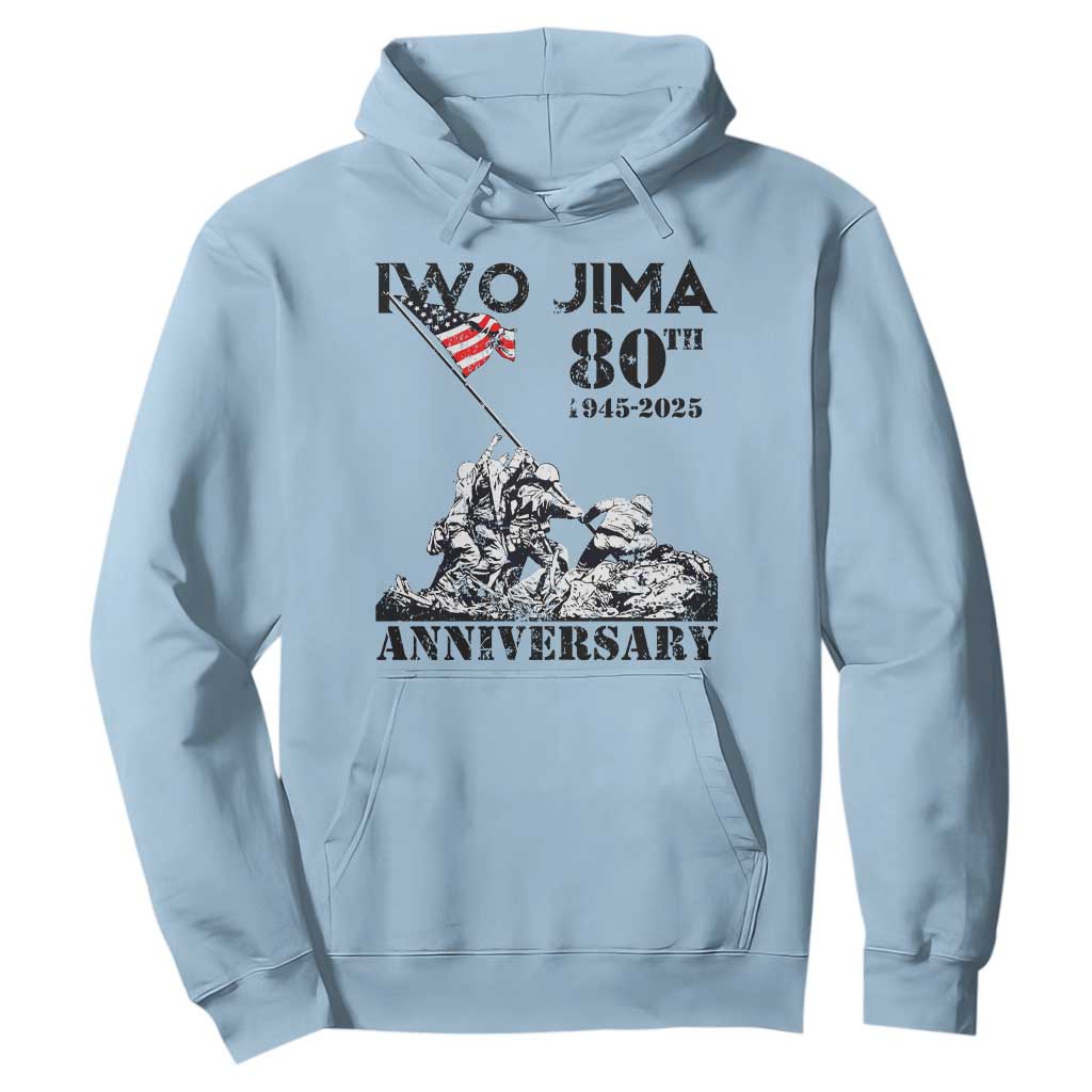 Iwo Jima WWII Veteran Hoodie 80th Anniversary 4th of July US Flag TS02 Light Blue Print Your Wear