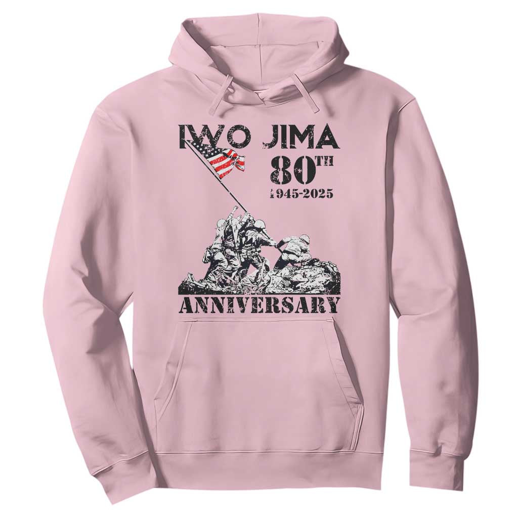 Iwo Jima WWII Veteran Hoodie 80th Anniversary 4th of July US Flag TS02 Light Pink Print Your Wear