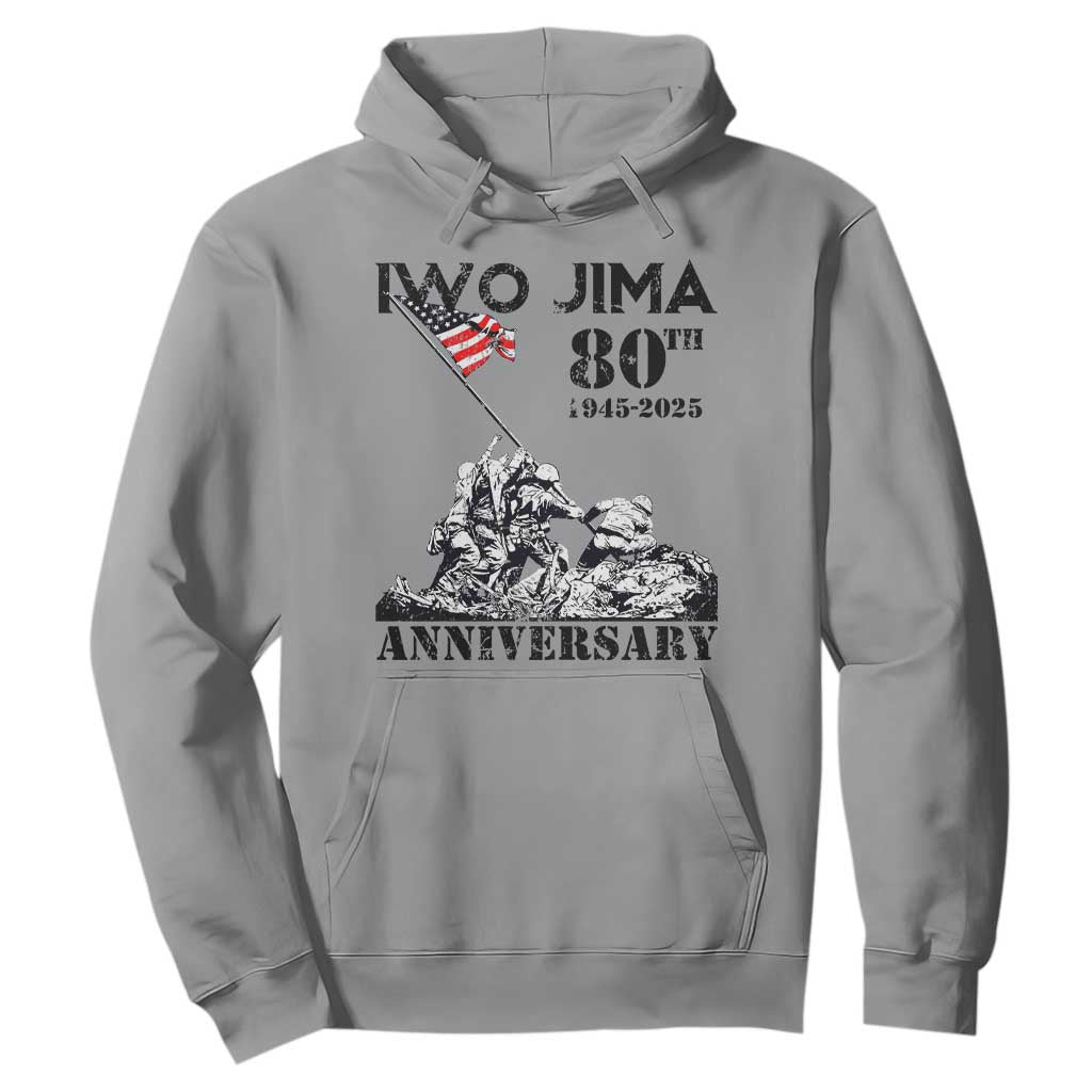 Iwo Jima WWII Veteran Hoodie 80th Anniversary 4th of July US Flag TS02 Sport Gray Print Your Wear
