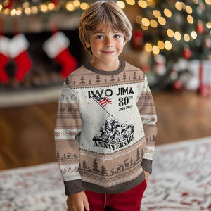Iwo Jima WWII Veteran Ugly Christmas Sweater 80th Anniversary 4th of July US Flag TS02 Mocha Mousse Print Your Wear