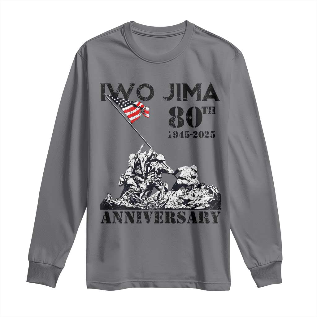 Iwo Jima WWII Veteran Long Sleeve Shirt 80th Anniversary 4th of July US Flag TS02 Charcoal Print Your Wear