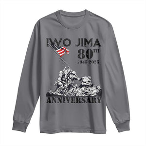 Iwo Jima WWII Veteran Long Sleeve Shirt 80th Anniversary 4th of July US Flag TS02 Charcoal Print Your Wear