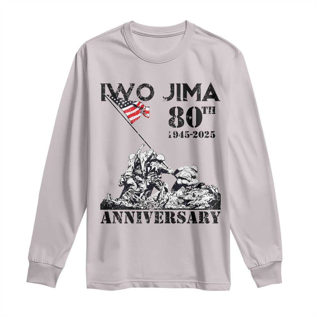 Iwo Jima WWII Veteran Long Sleeve Shirt 80th Anniversary 4th of July US Flag TS02 Ice Gray Print Your Wear