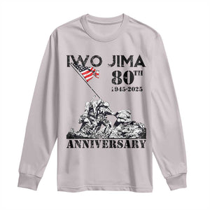 Iwo Jima WWII Veteran Long Sleeve Shirt 80th Anniversary 4th of July US Flag TS02 Ice Gray Print Your Wear