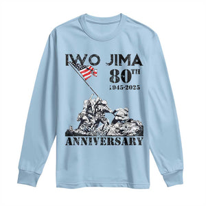 Iwo Jima WWII Veteran Long Sleeve Shirt 80th Anniversary 4th of July US Flag TS02 Light Blue Print Your Wear
