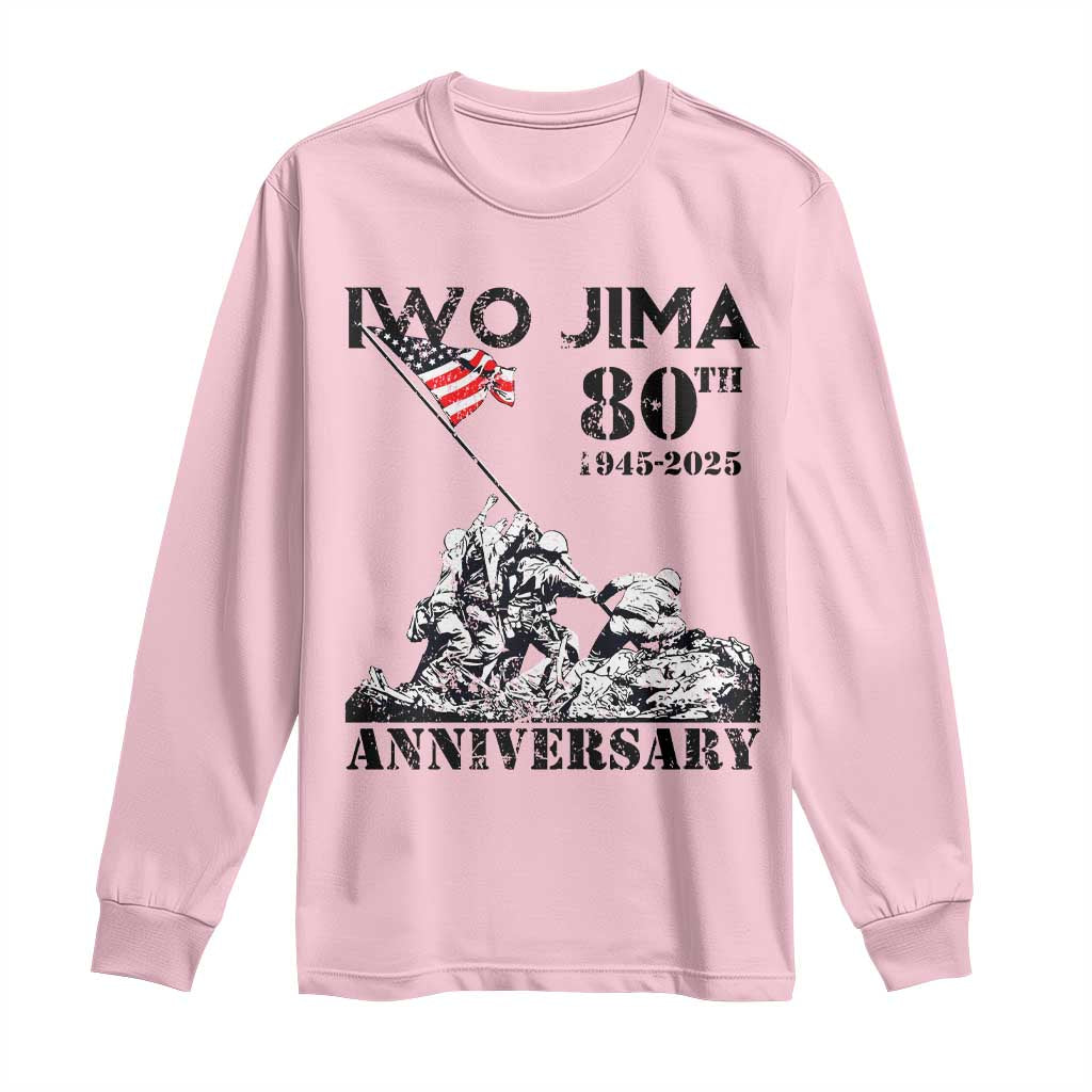 Iwo Jima WWII Veteran Long Sleeve Shirt 80th Anniversary 4th of July US Flag TS02 Light Pink Print Your Wear