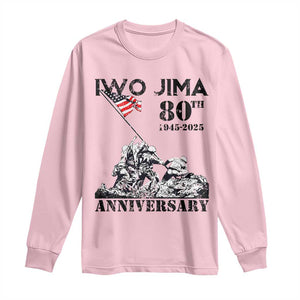 Iwo Jima WWII Veteran Long Sleeve Shirt 80th Anniversary 4th of July US Flag TS02 Light Pink Print Your Wear