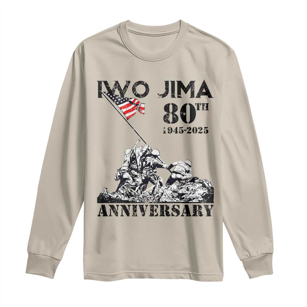 Iwo Jima WWII Veteran Long Sleeve Shirt 80th Anniversary 4th of July US Flag TS02 Sand Print Your Wear