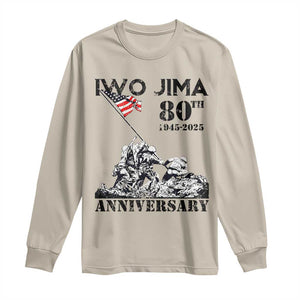 Iwo Jima WWII Veteran Long Sleeve Shirt 80th Anniversary 4th of July US Flag TS02 Sand Print Your Wear