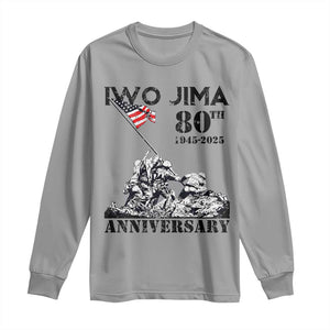 Iwo Jima WWII Veteran Long Sleeve Shirt 80th Anniversary 4th of July US Flag TS02 Sport Gray Print Your Wear