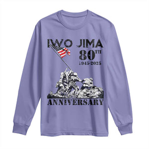 Iwo Jima WWII Veteran Long Sleeve Shirt 80th Anniversary 4th of July US Flag TS02 Violet Print Your Wear
