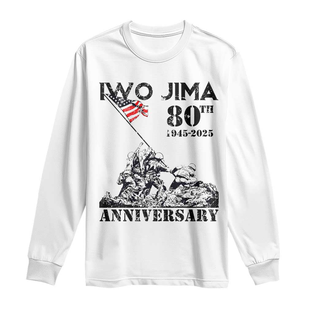Iwo Jima WWII Veteran Long Sleeve Shirt 80th Anniversary 4th of July US Flag TS02 White Print Your Wear