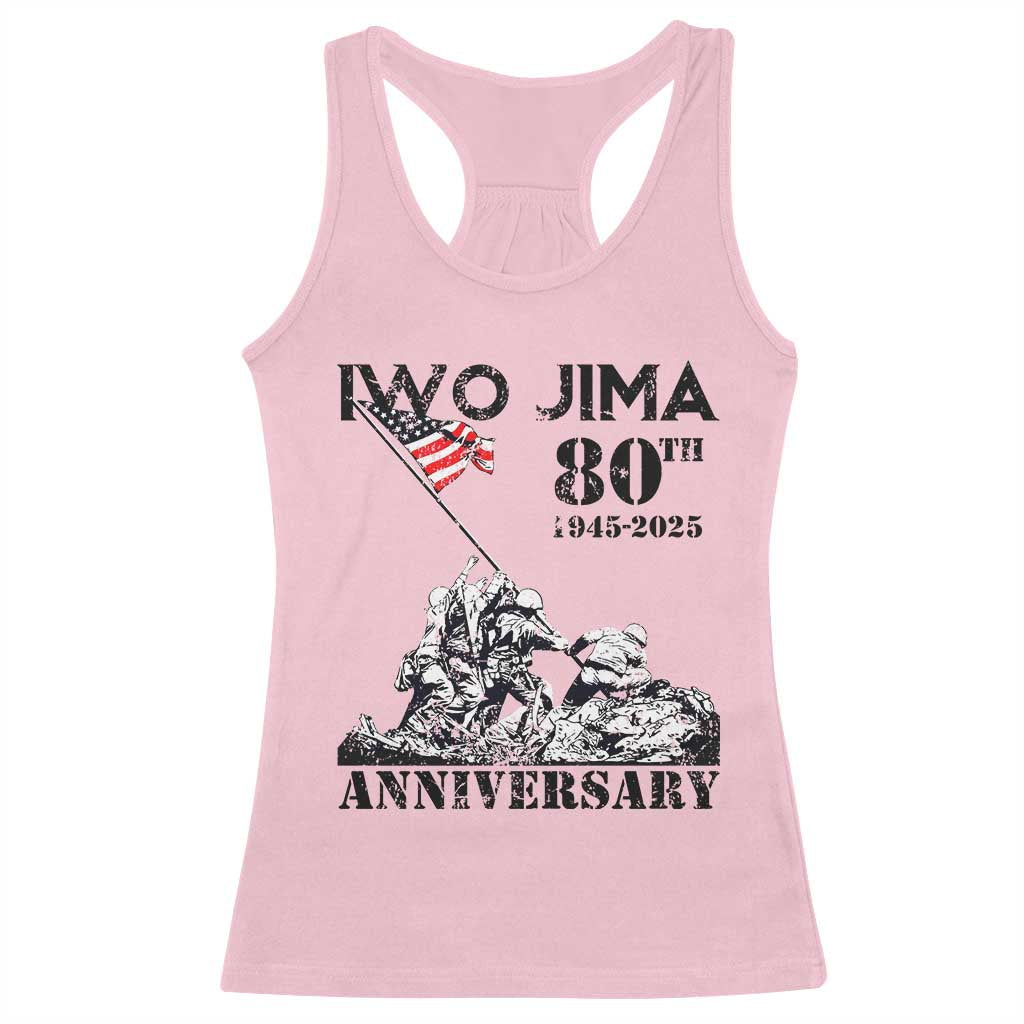 Iwo Jima WWII Veteran Racerback Tank Top 80th Anniversary 4th of July US Flag TS02 Light Pink Print Your Wear
