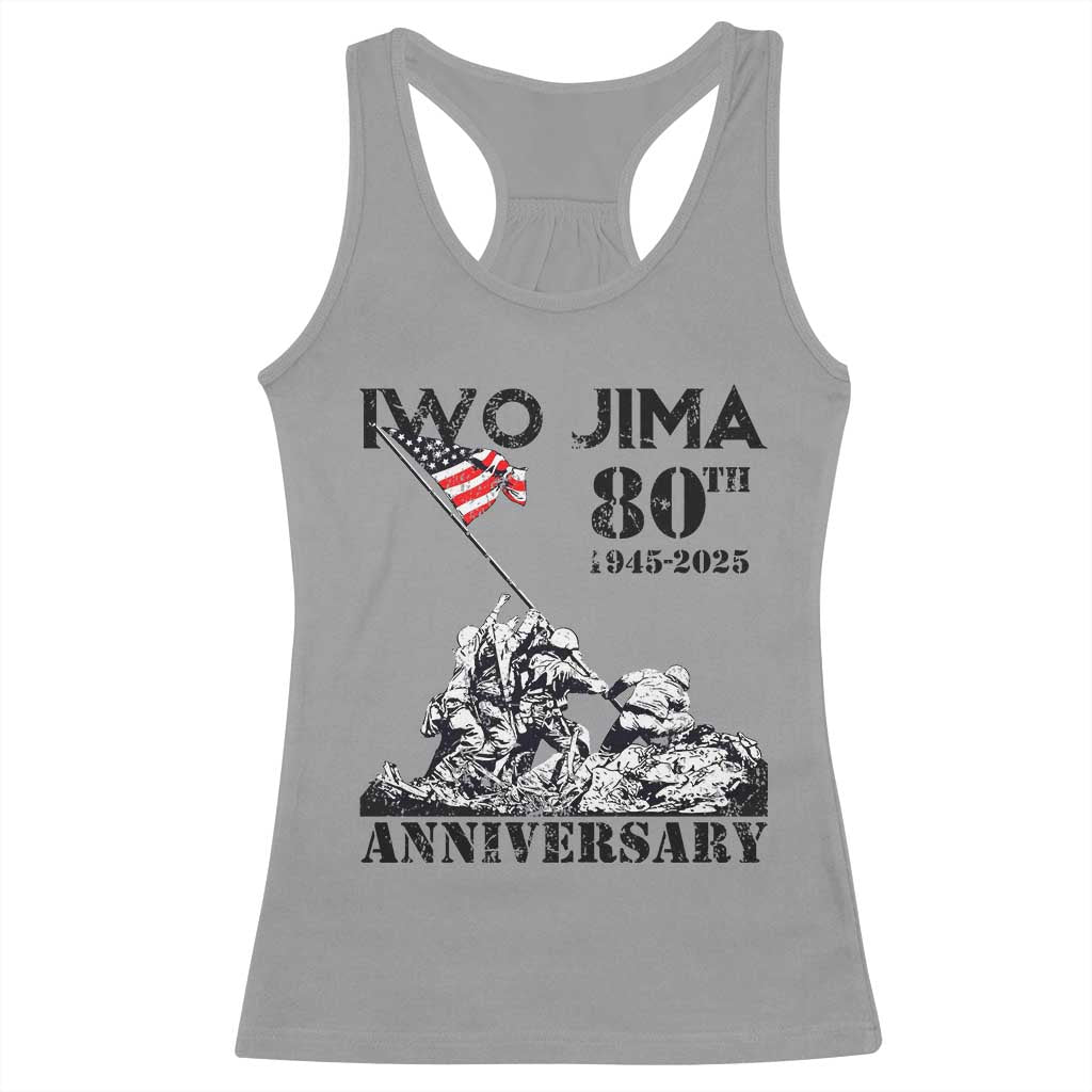Iwo Jima WWII Veteran Racerback Tank Top 80th Anniversary 4th of July US Flag TS02 Sport Gray Print Your Wear