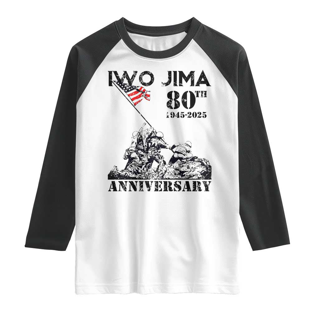 Iwo Jima WWII Veteran Raglan Shirt 80th Anniversary 4th of July US Flag TS02 White Black Print Your Wear