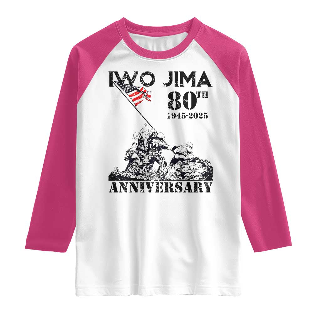 Iwo Jima WWII Veteran Raglan Shirt 80th Anniversary 4th of July US Flag TS02 White Heliconia Print Your Wear