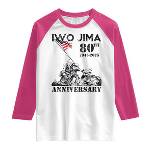 Iwo Jima WWII Veteran Raglan Shirt 80th Anniversary 4th of July US Flag TS02 White Heliconia Print Your Wear