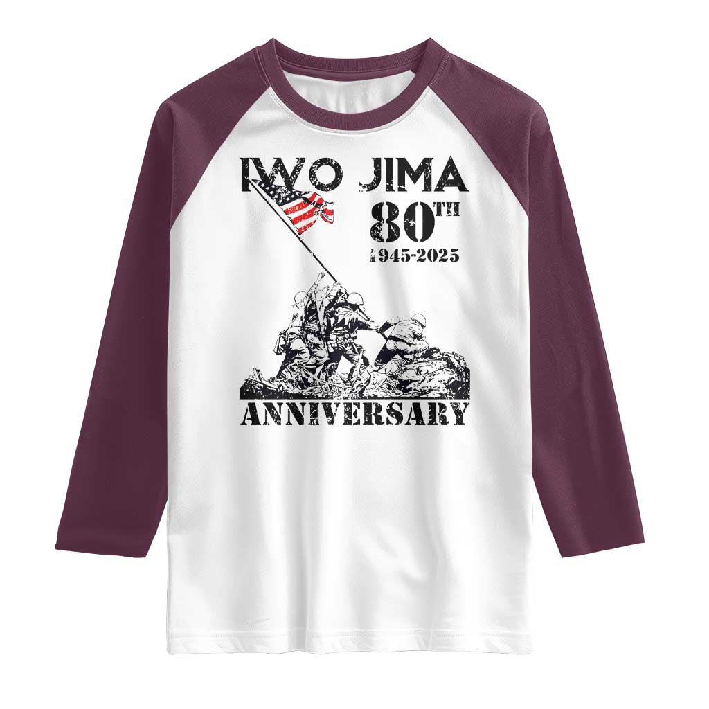 Iwo Jima WWII Veteran Raglan Shirt 80th Anniversary 4th of July US Flag TS02 White Maroon Print Your Wear