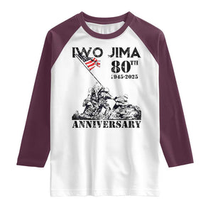 Iwo Jima WWII Veteran Raglan Shirt 80th Anniversary 4th of July US Flag TS02 White Maroon Print Your Wear