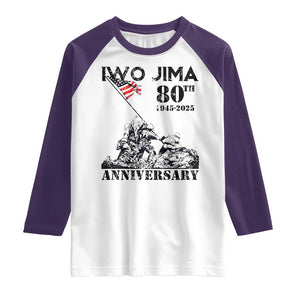 Iwo Jima WWII Veteran Raglan Shirt 80th Anniversary 4th of July US Flag TS02 White Purple Print Your Wear